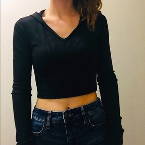Forever 21 Ribbed Athletic Crop Hoodie